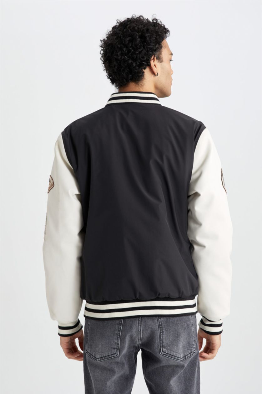 Мужчины Черный Бомбер оверсайз