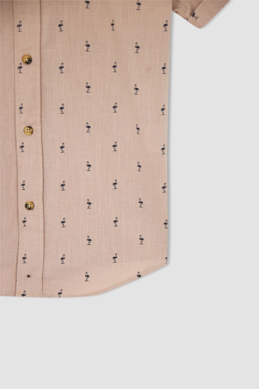 GARÇONS Orange Clair Chemise en coton à manches courtes et coupe régulière pour garçon