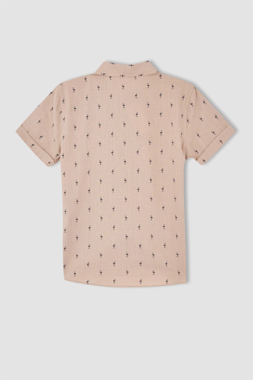 GARÇONS Orange Clair Chemise en coton à manches courtes et coupe régulière pour garçon