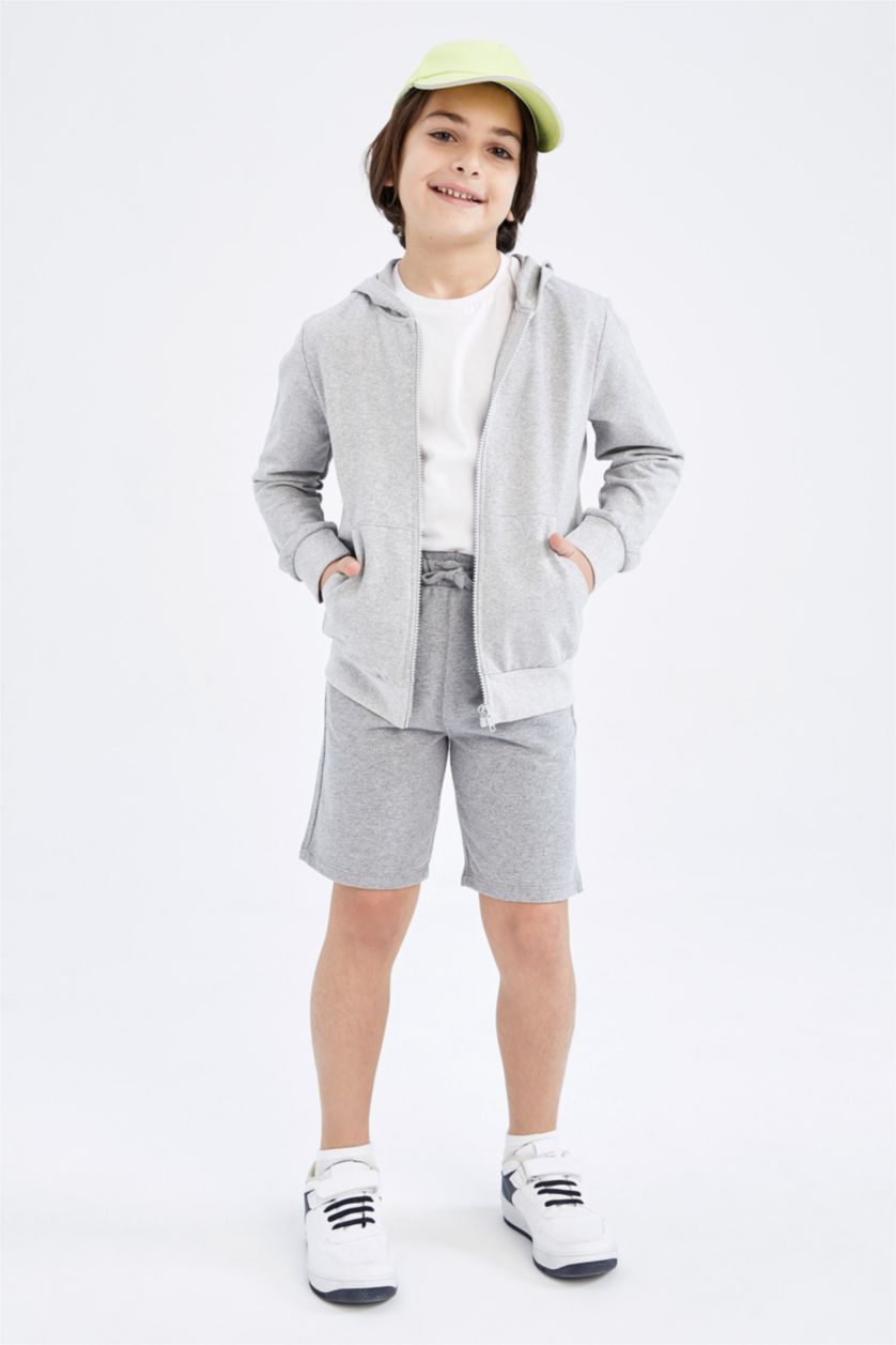 BOYS & TEENS Grey Melange كارديجان قماش رقيق قصة عادية
