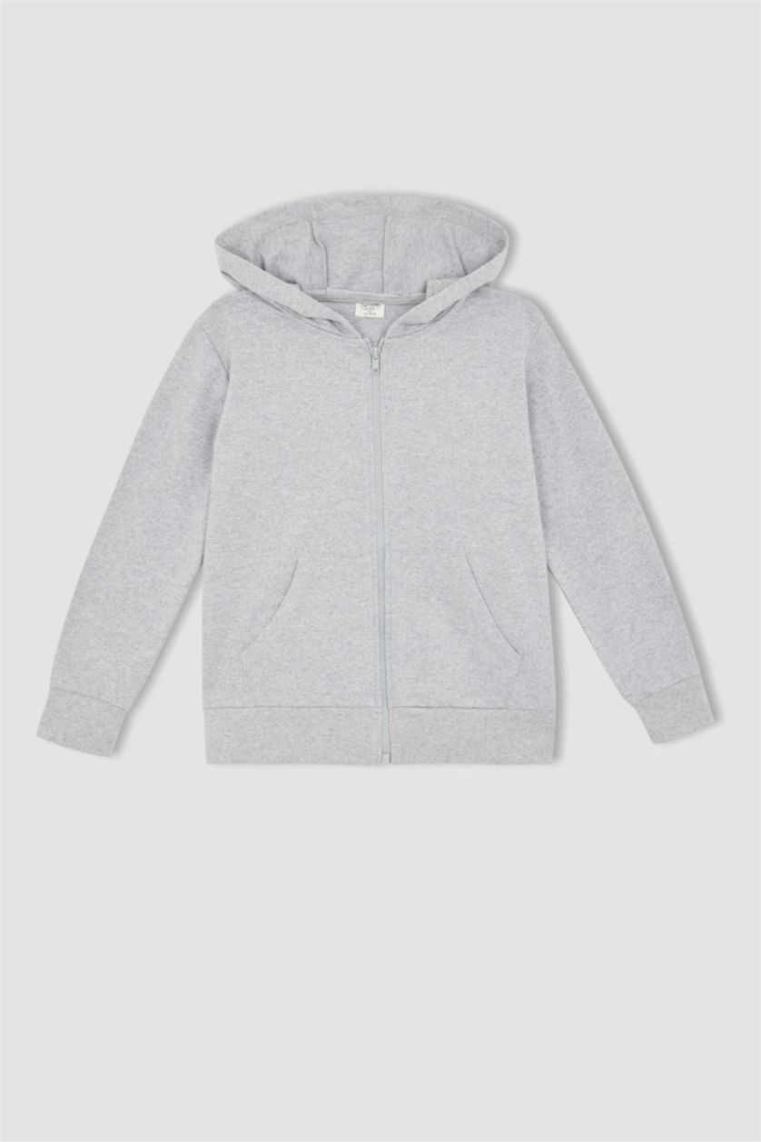 BOYS & TEENS Grey Melange كارديجان قماش رقيق قصة عادية