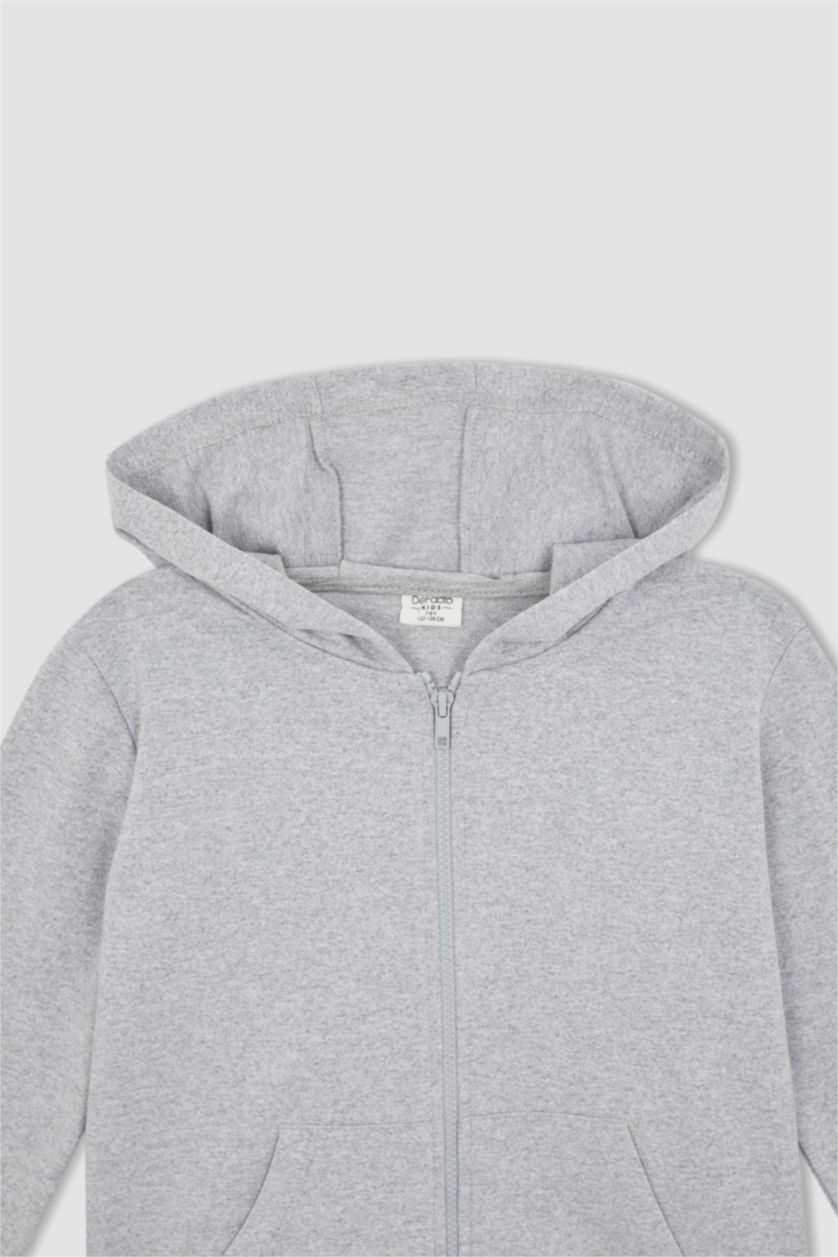 BOYS & TEENS Grey Melange كارديجان قماش رقيق قصة عادية