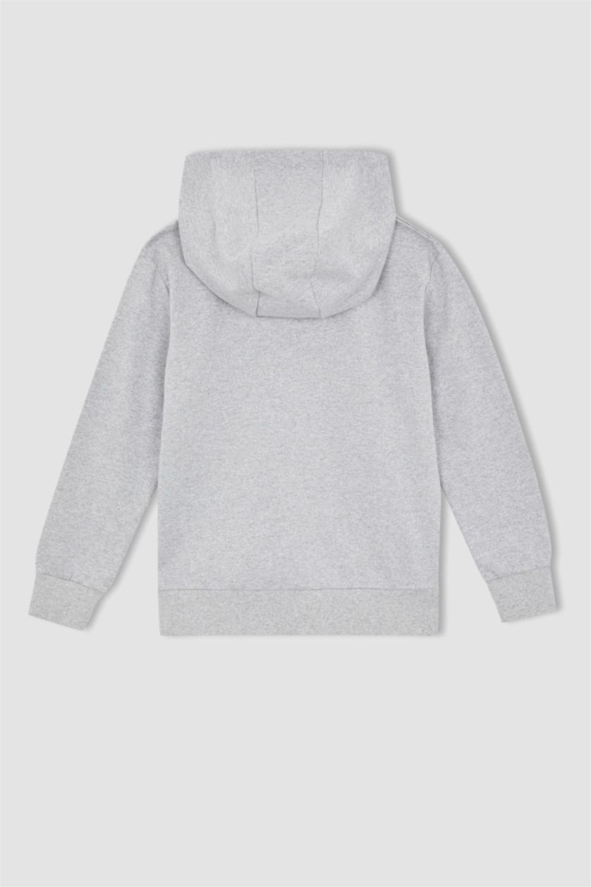 BOYS & TEENS Grey Melange كارديجان قماش رقيق قصة عادية