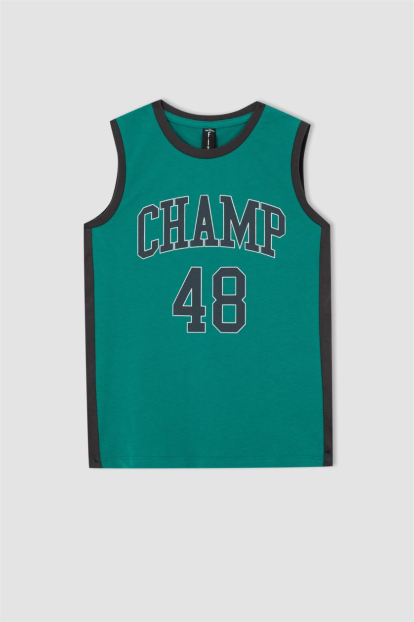 أولاد أخضر طقم ولادي شورت وتي شيرت قطن بدون أكمام - قطعتين