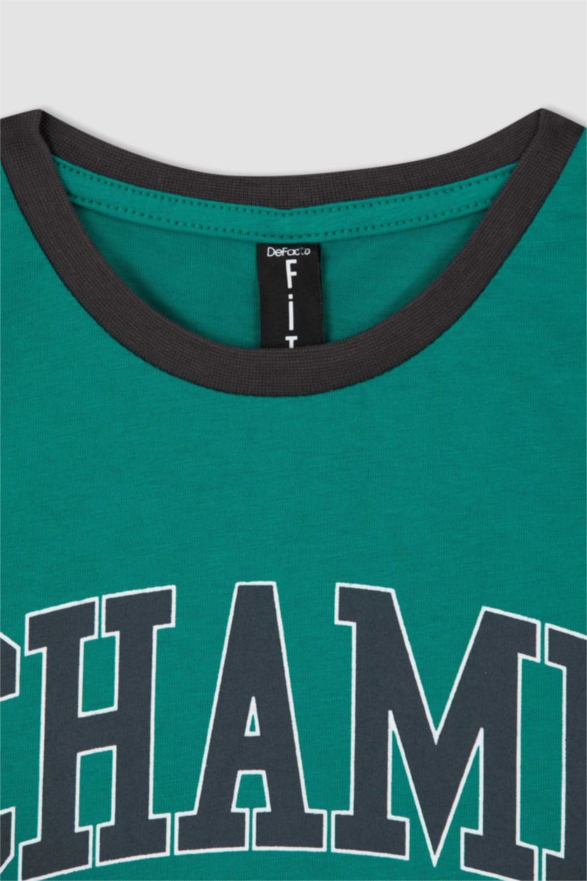 أولاد أخضر طقم ولادي شورت وتي شيرت قطن بدون أكمام - قطعتين