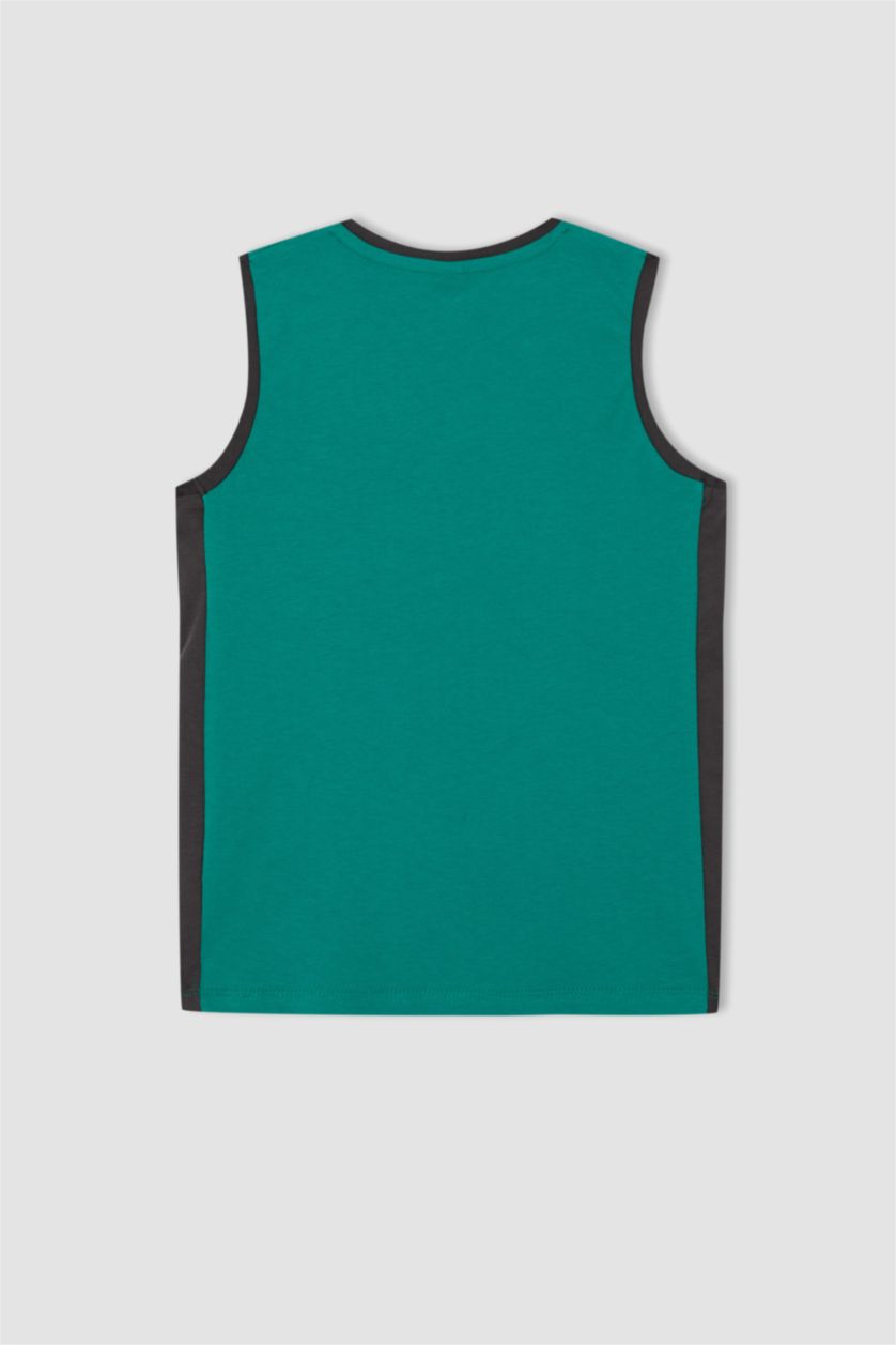 أولاد أخضر طقم ولادي شورت وتي شيرت قطن بدون أكمام - قطعتين