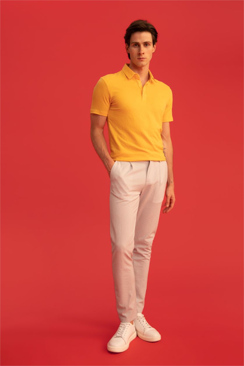 MAN Yellow Slim Fit Polo Collar Polo T-Shirt