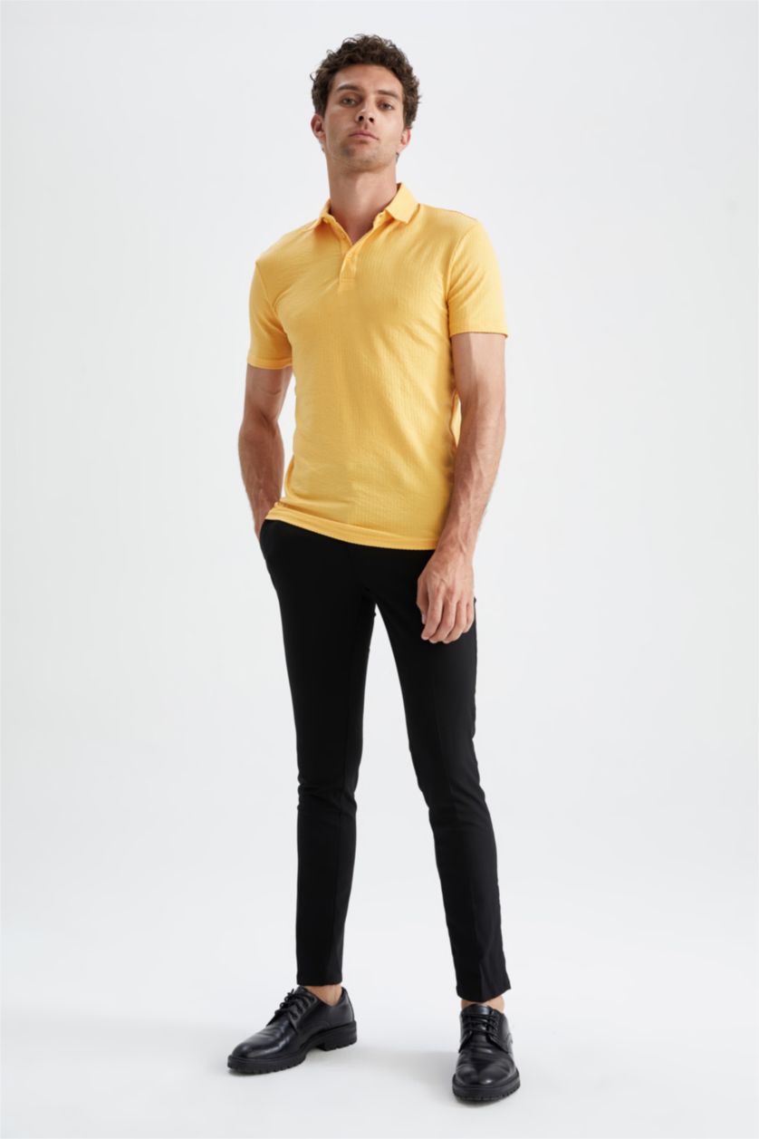 MAN Yellow Slim Fit Polo Collar Polo T-Shirt