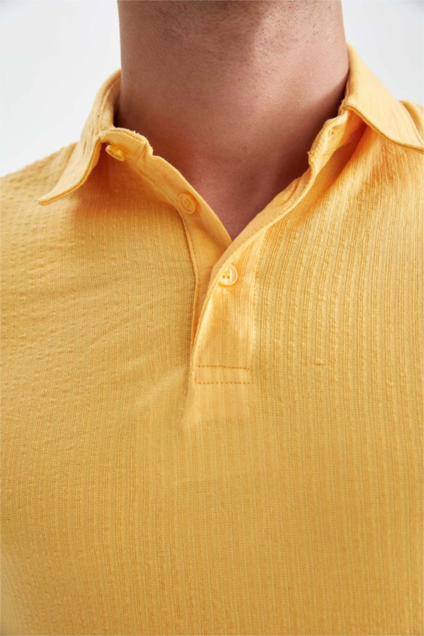 MAN Yellow Slim Fit Polo Collar Polo T-Shirt