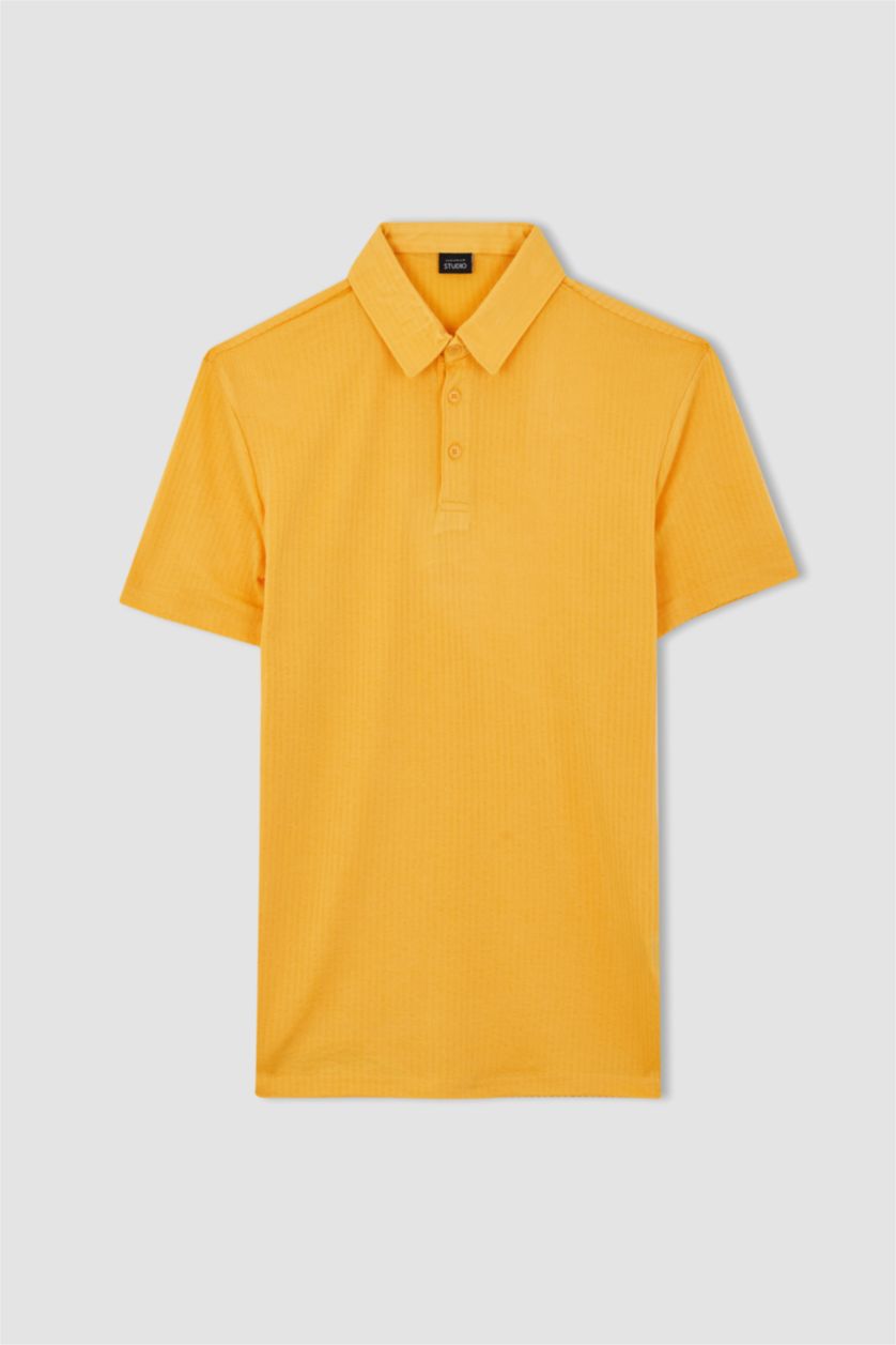 MAN Yellow Slim Fit Polo Collar Polo T-Shirt