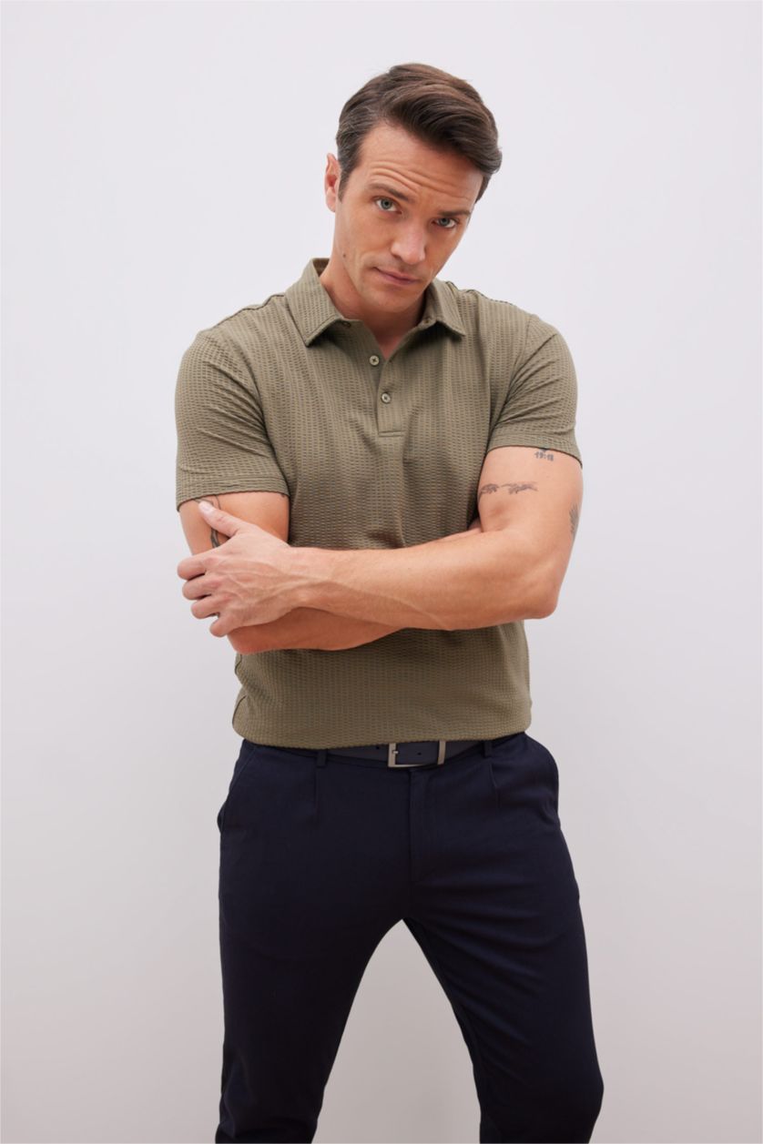 Мужчины Хаки Футболка поло приталенного кроя