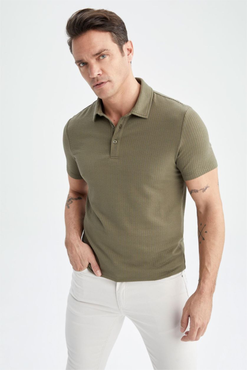 Мужчины Хаки Футболка поло приталенного кроя