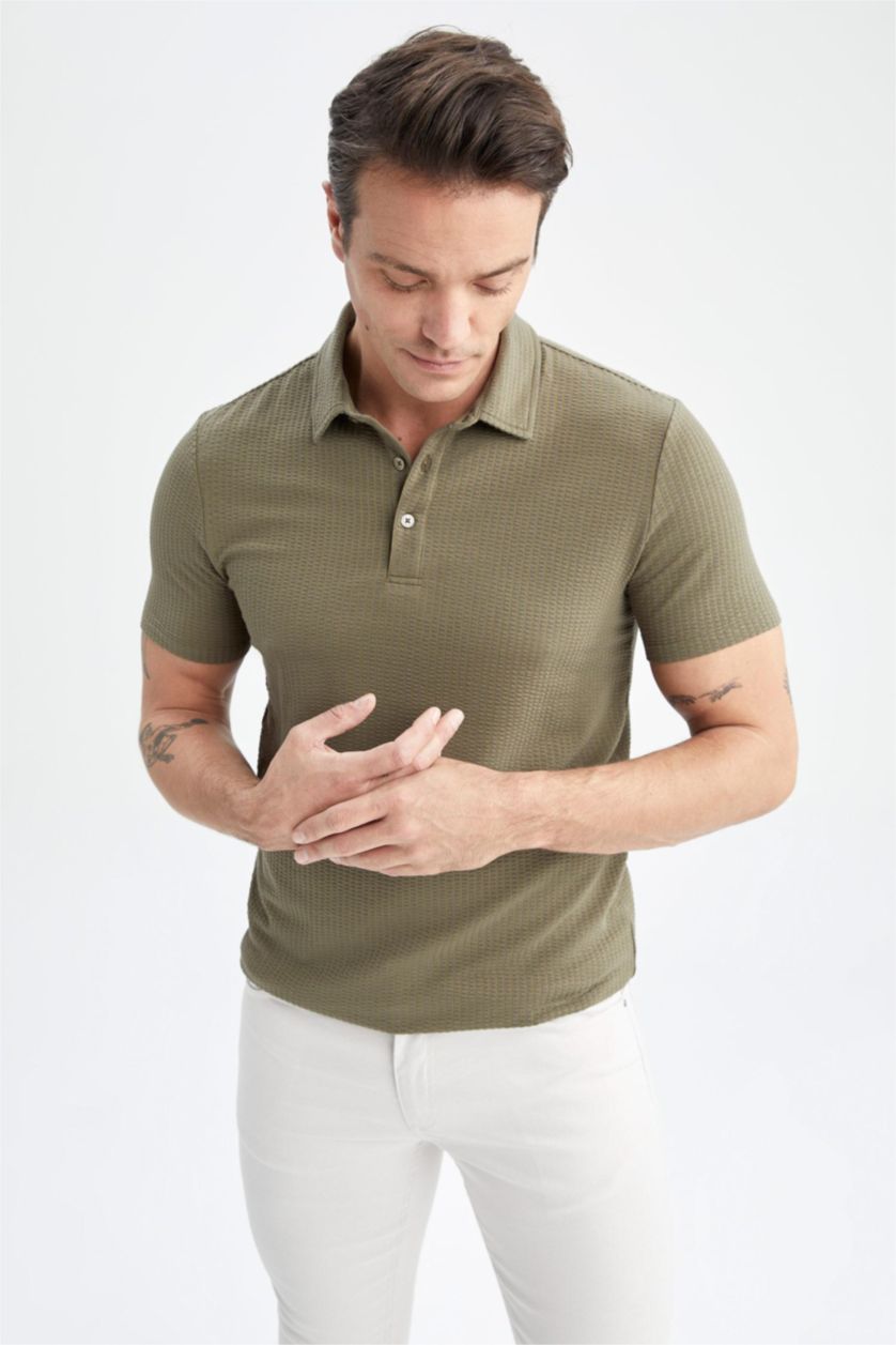 Мужчины Хаки Футболка поло приталенного кроя