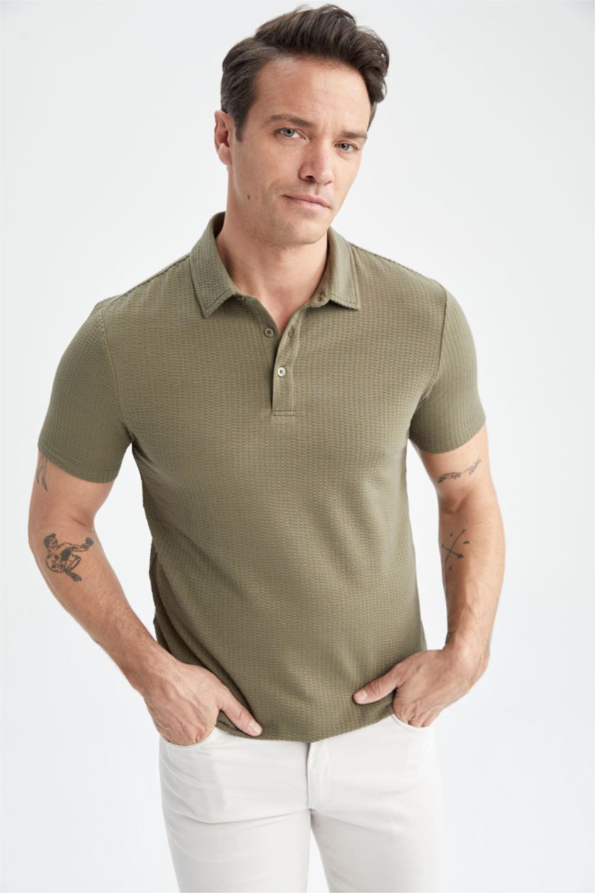 Мужчины Хаки Футболка поло приталенного кроя
