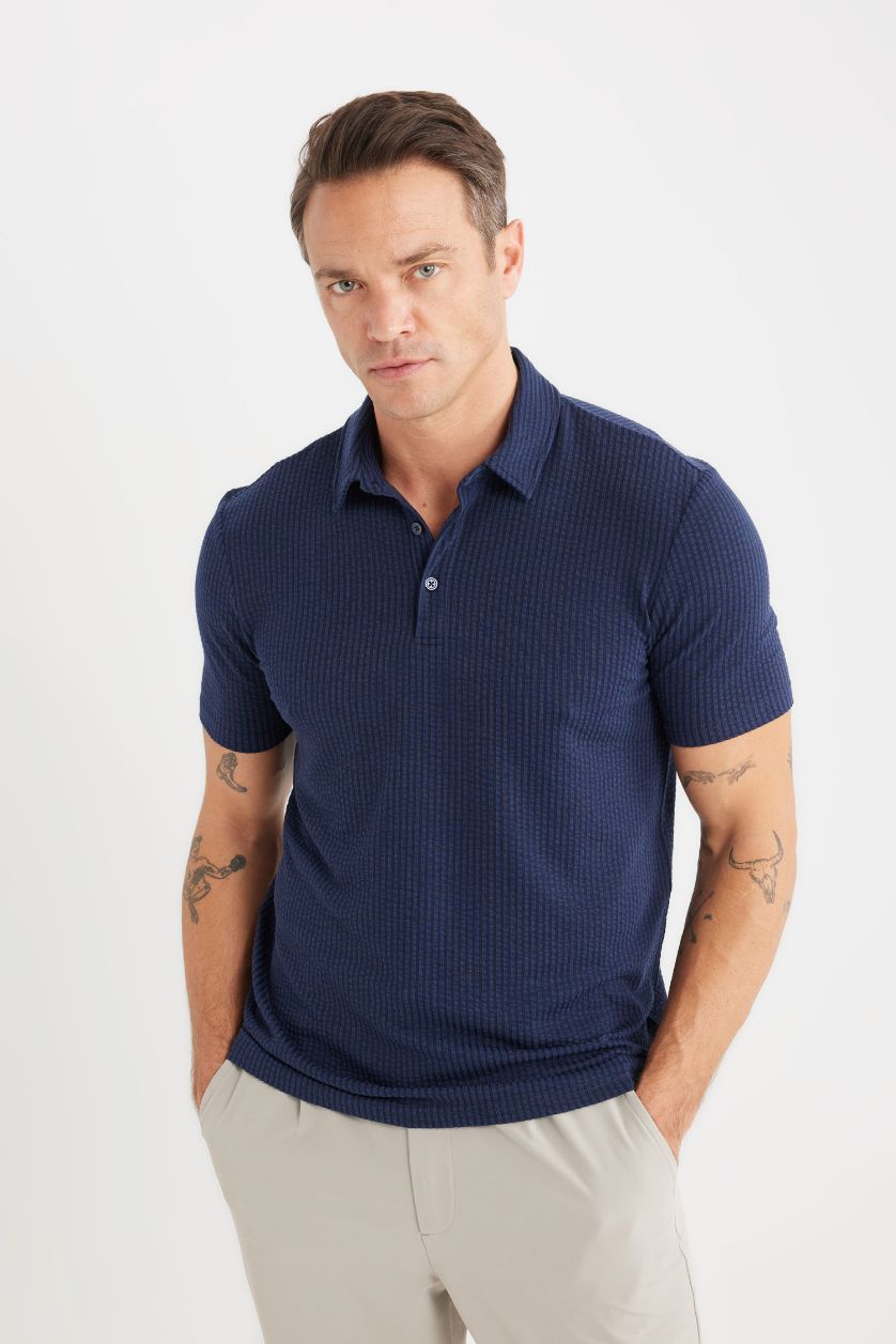 MAN NAVY Slim Fit Short Sleeve Polo T-Shirt