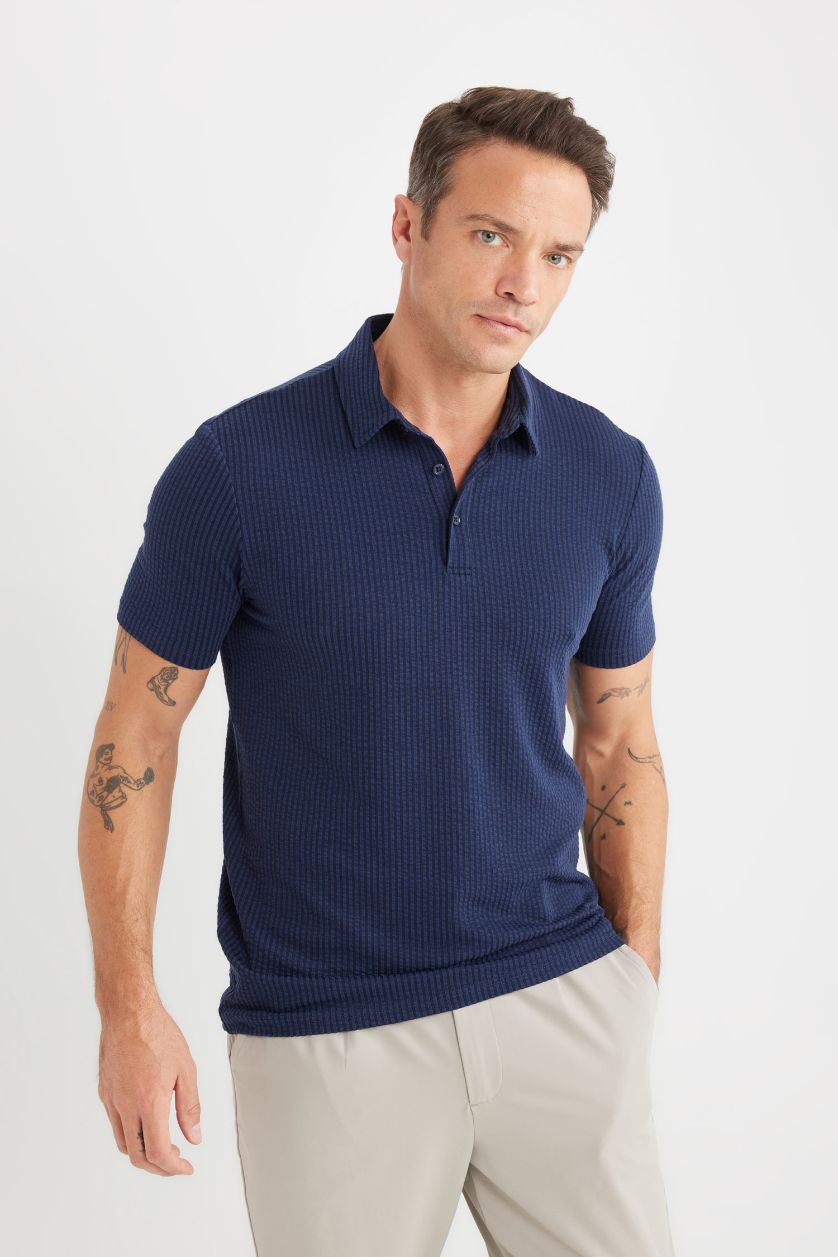 MAN NAVY Slim Fit Short Sleeve Polo T-Shirt