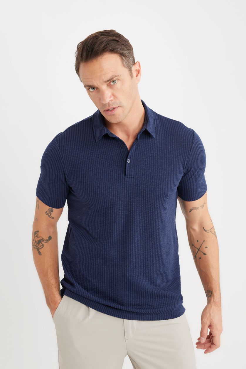 MAN NAVY Slim Fit Short Sleeve Polo T-Shirt
