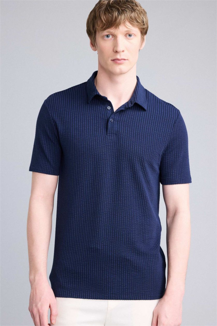 HOMME Marin Polo Coupe slim raccourcie Col Polo