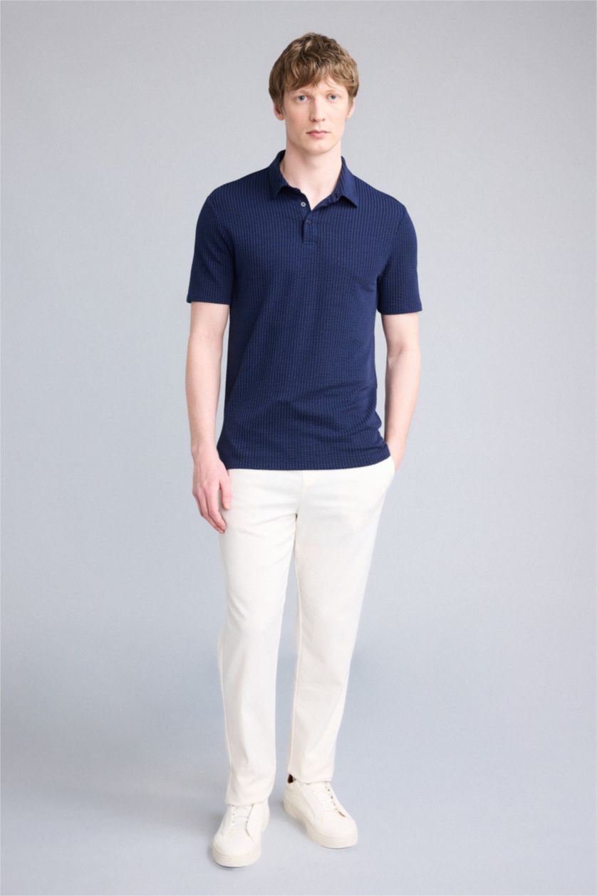 HOMME Marin Polo Coupe slim raccourcie Col Polo