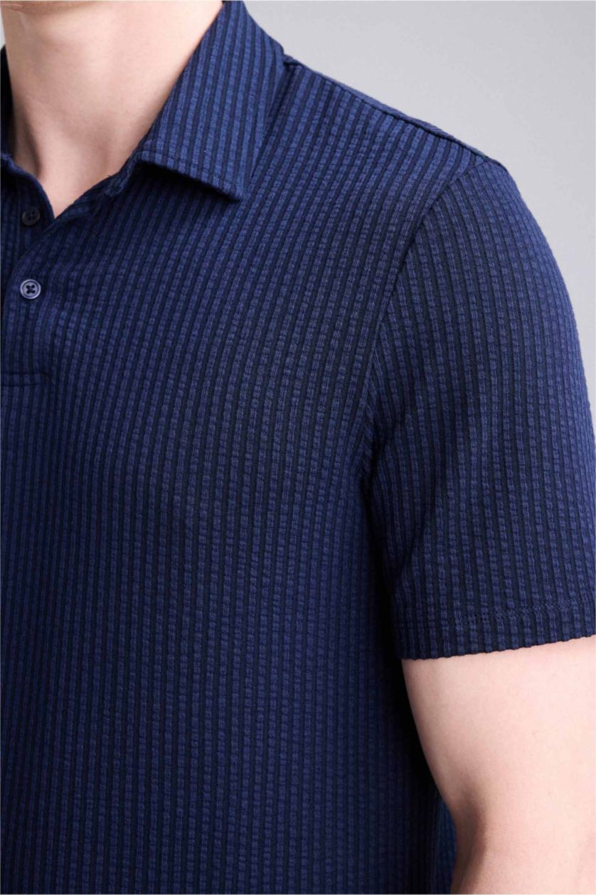 HOMME Marin Polo Coupe slim raccourcie Col Polo