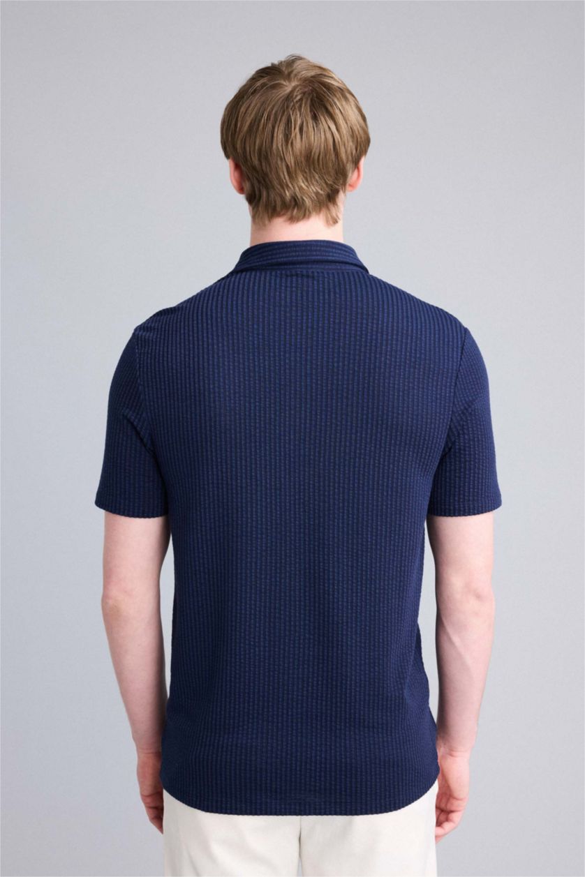 HOMME Marin Polo Coupe slim raccourcie Col Polo