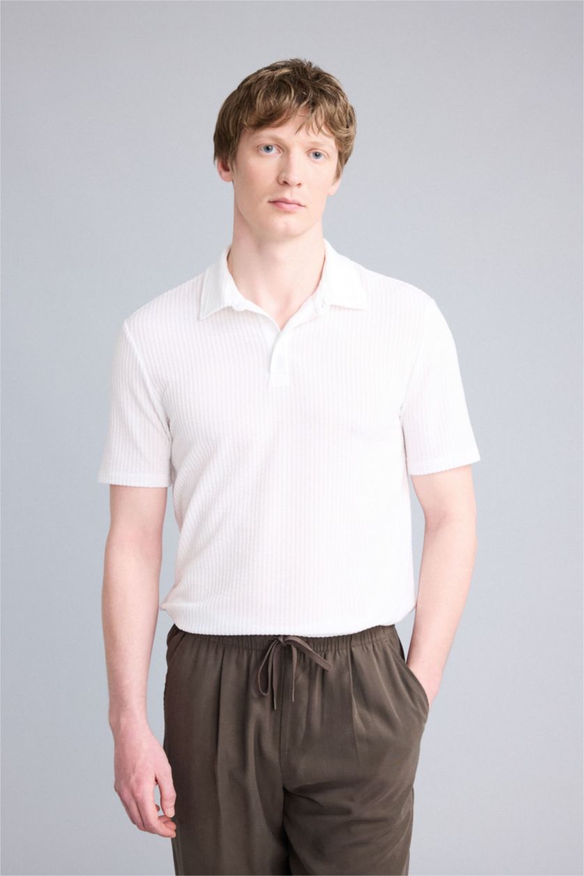 رجال اوف وايت تيشيرت بولو نص ردن سليم فيت