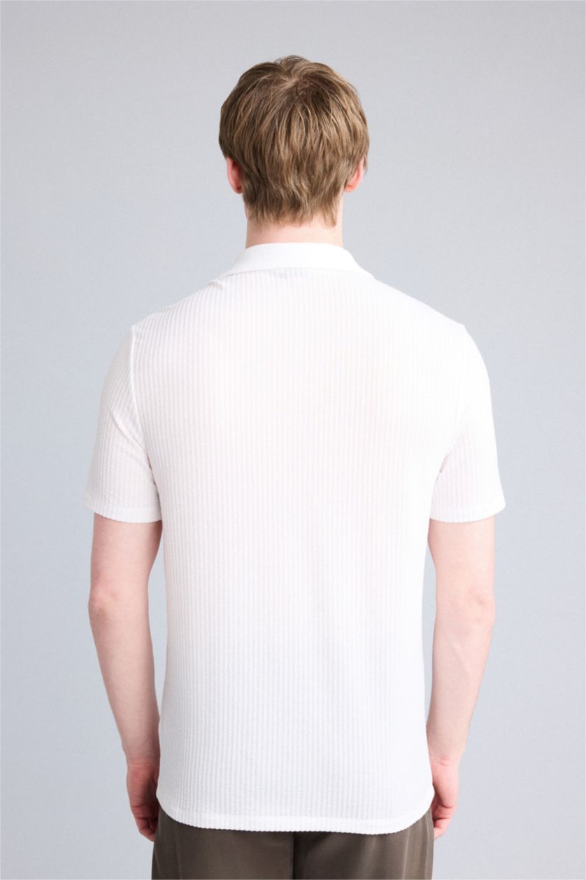 رجال اوف وايت تيشيرت بولو نص ردن سليم فيت