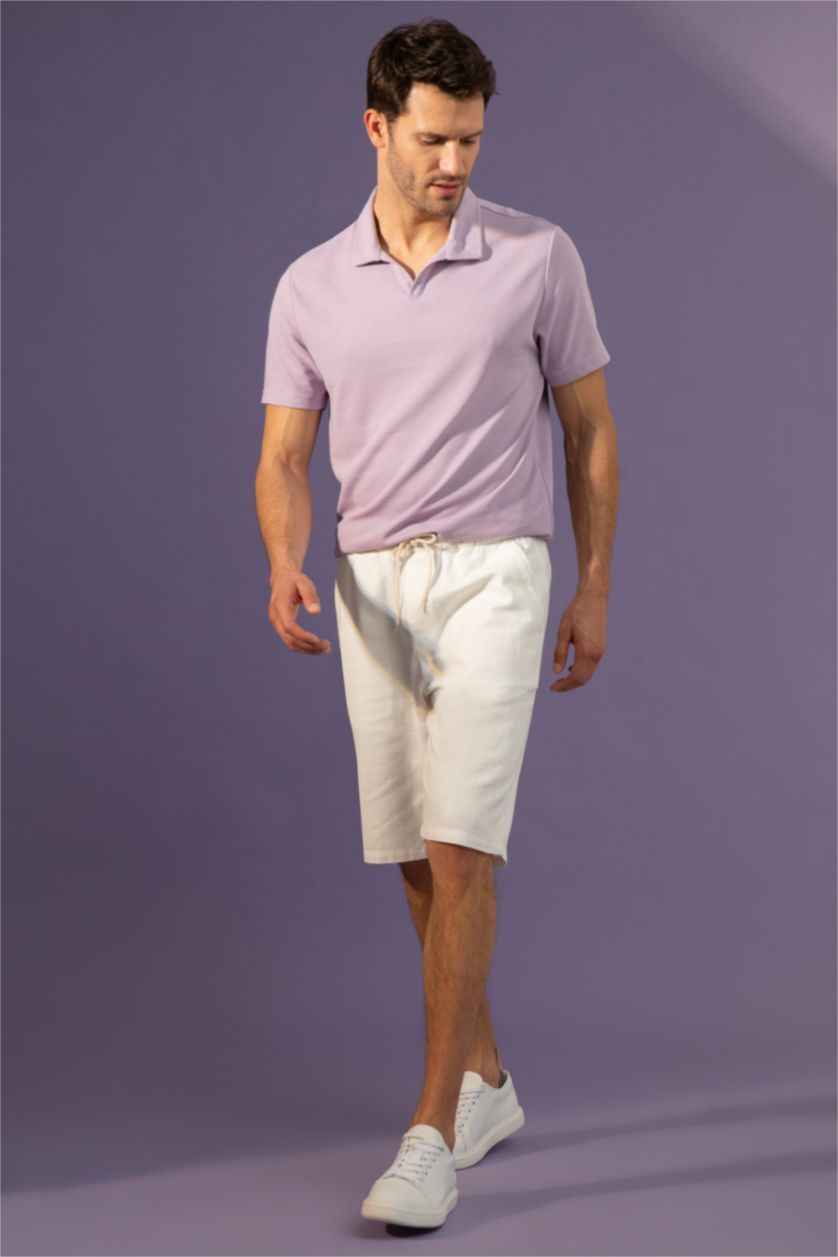 Мужчины Светло-сиреневый Футболка-поло свободного кроя
