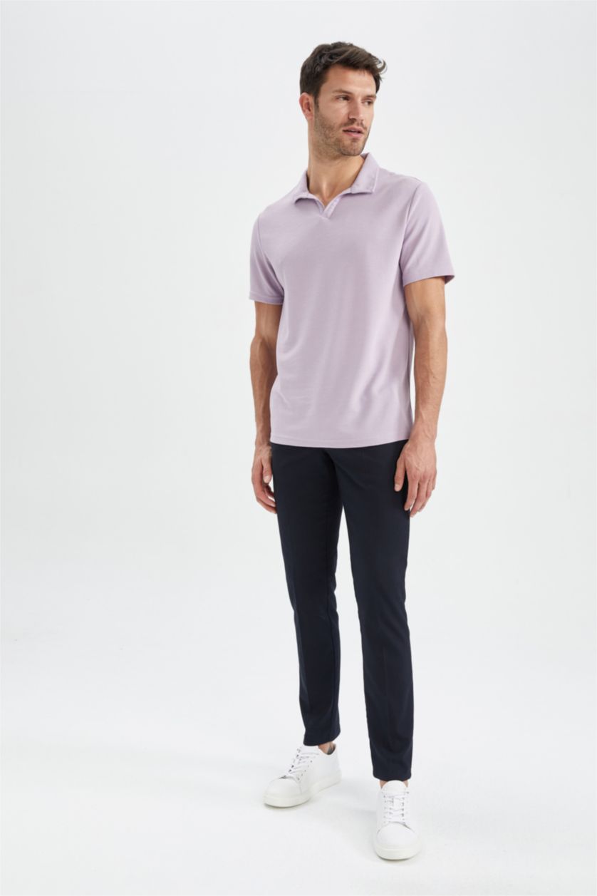 Мужчины Светло-сиреневый Футболка-поло свободного кроя