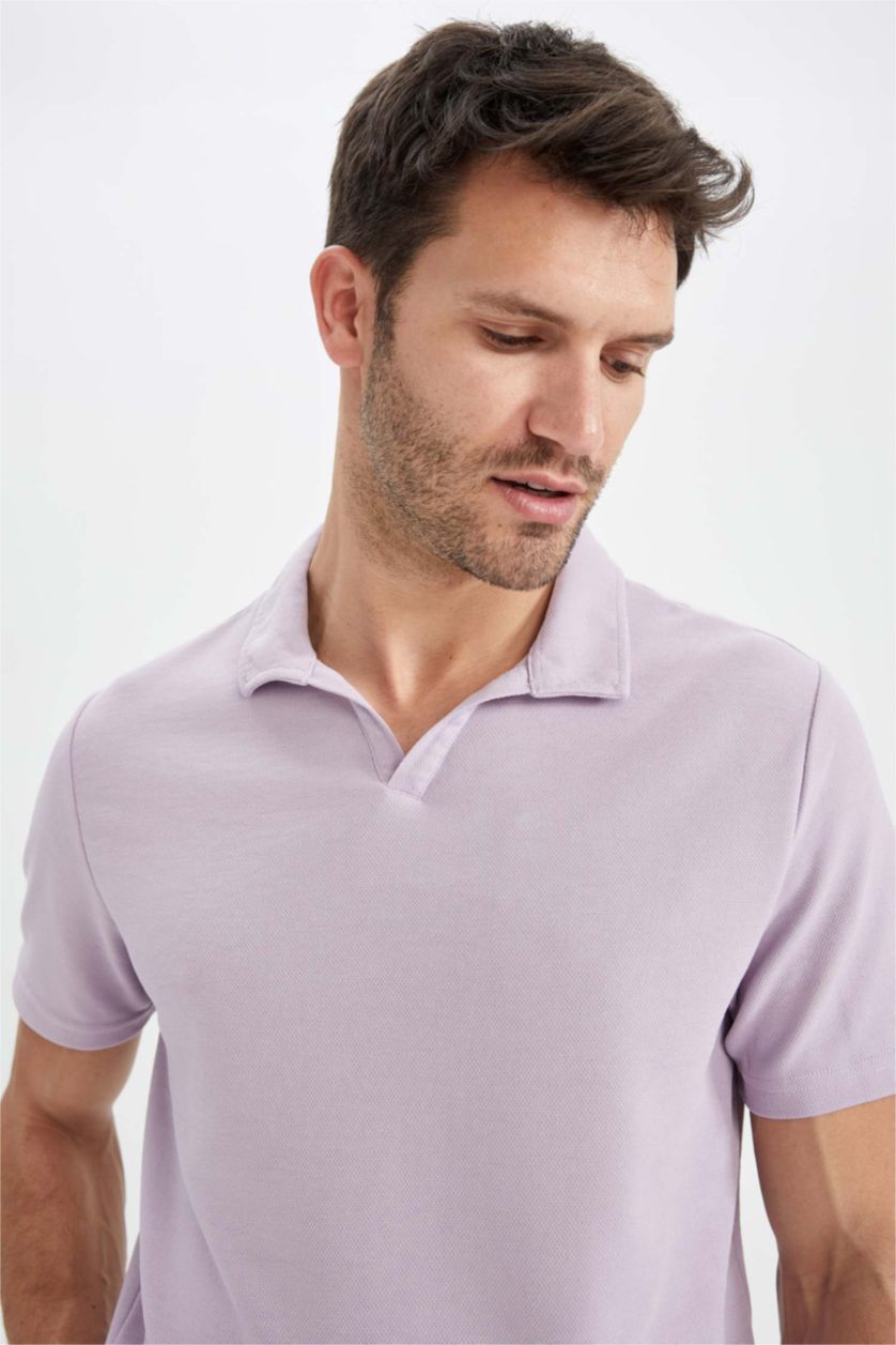Мужчины Светло-сиреневый Футболка-поло свободного кроя