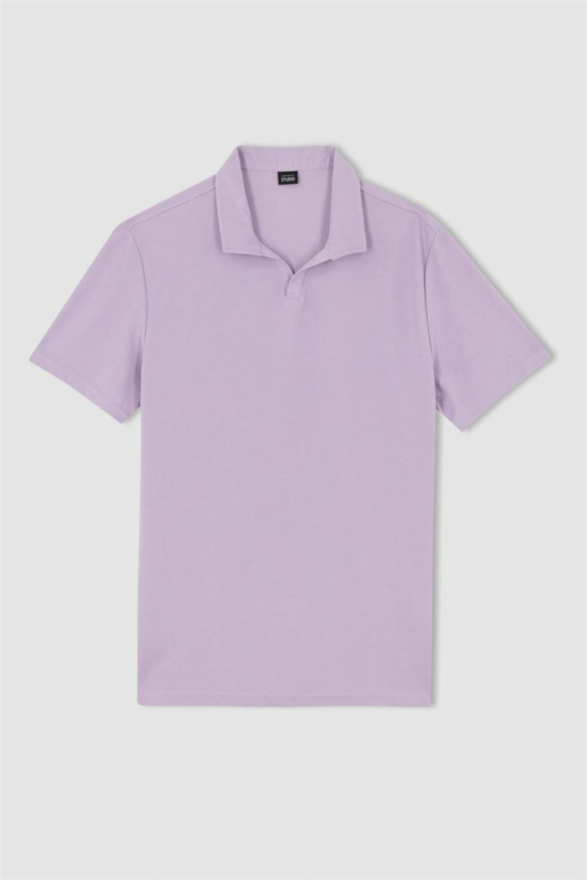 Мужчины Светло-сиреневый Футболка-поло свободного кроя