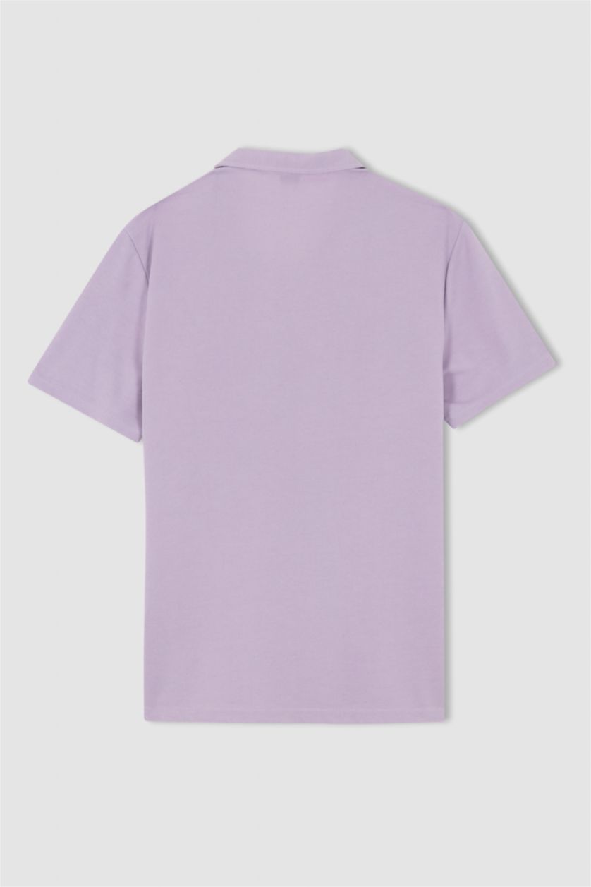 Мужчины Светло-сиреневый Футболка-поло свободного кроя