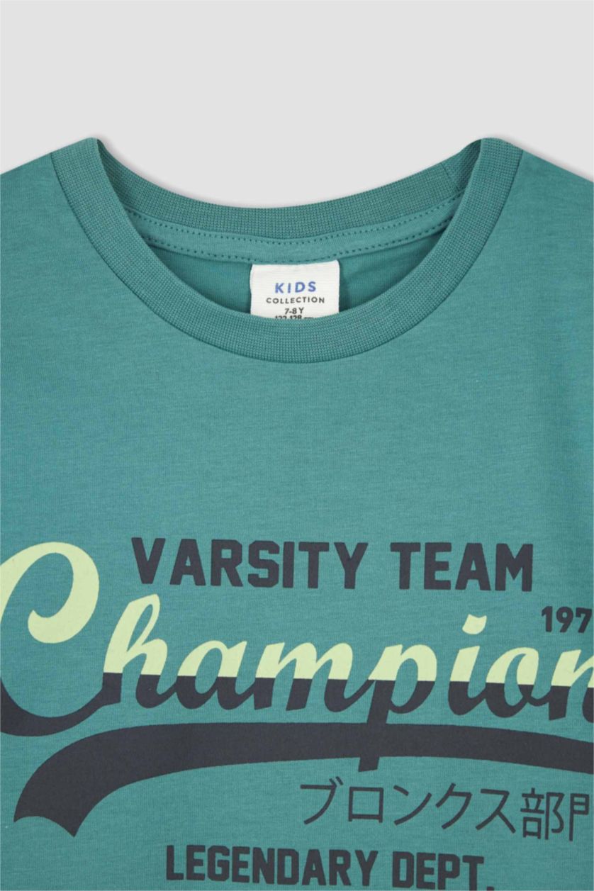 BOYS & TEENS Green Boy Regular Fit Short Sleeve Slogan Print T-Shirt