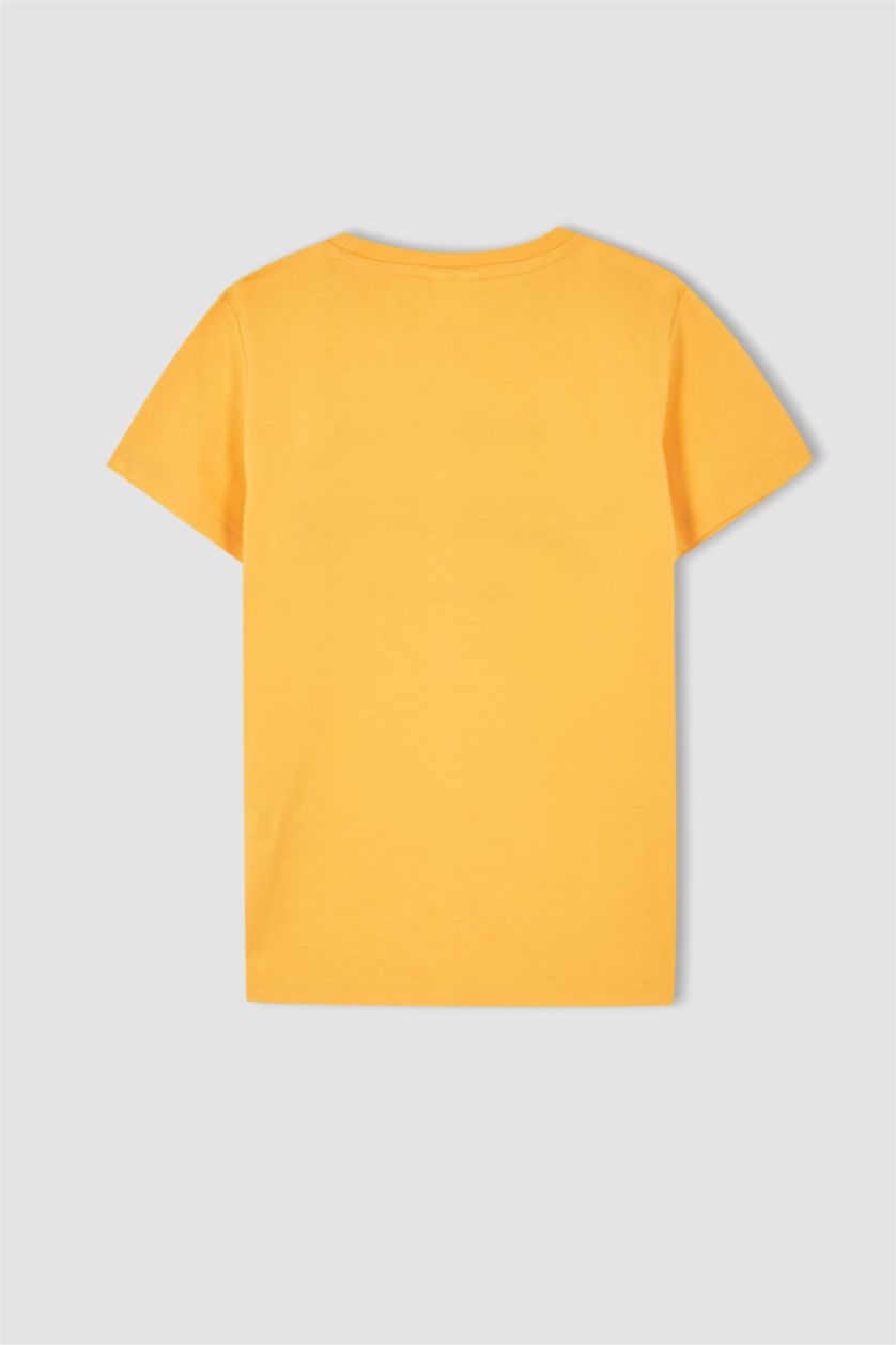 أولاد برتقالي تي شيرت ولادي نص كم وياقة مستديرة