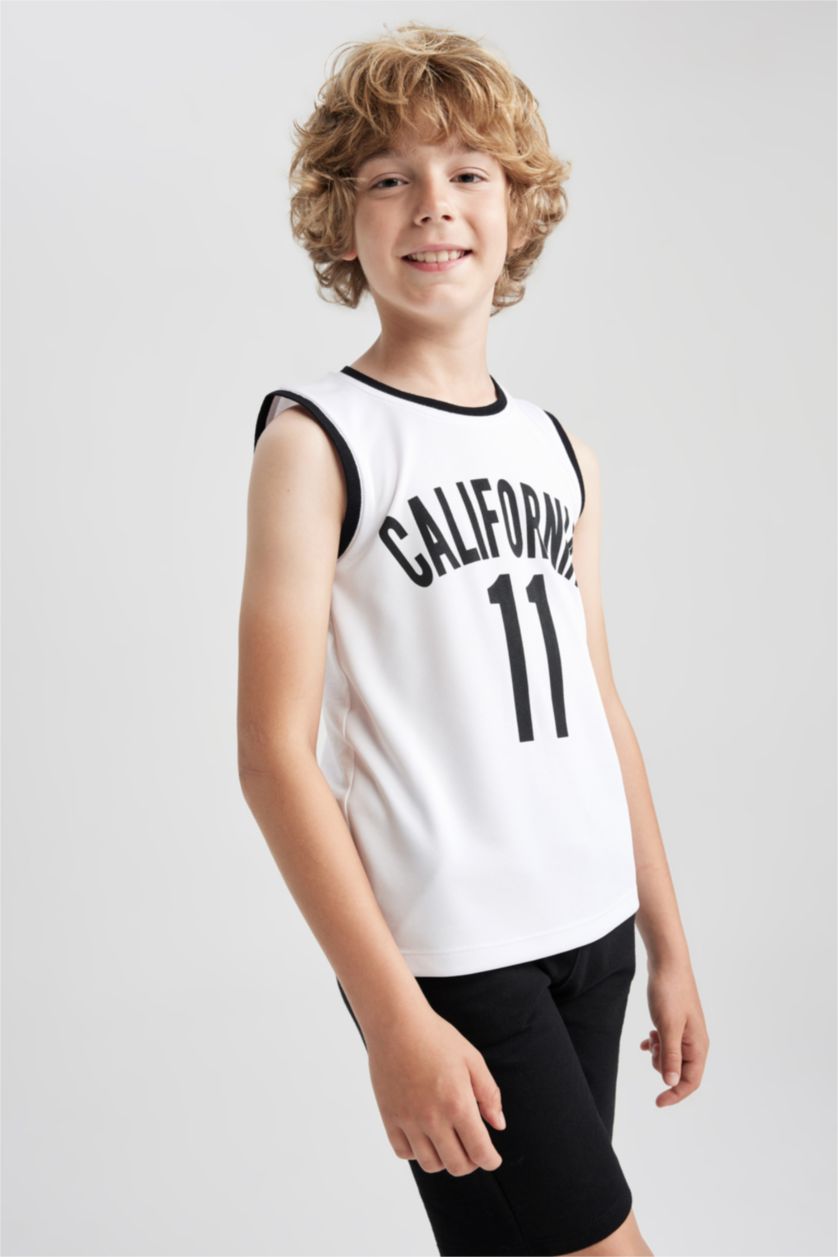 GARÇONS Blanc Débardeur Coupe Régulière Col Ras Du Cou pour Garçon