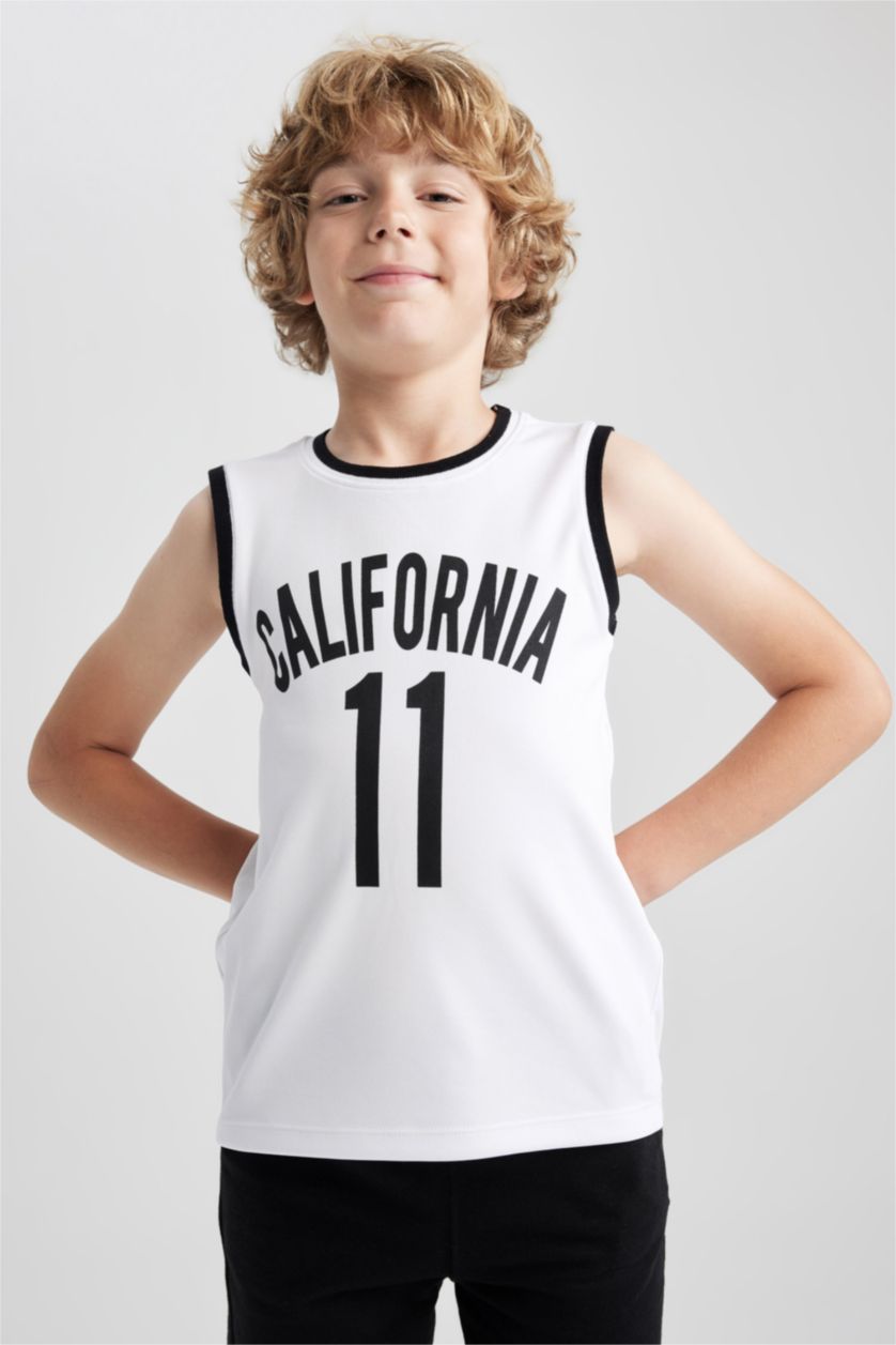 GARÇONS Blanc Débardeur Coupe Régulière Col Ras Du Cou pour Garçon