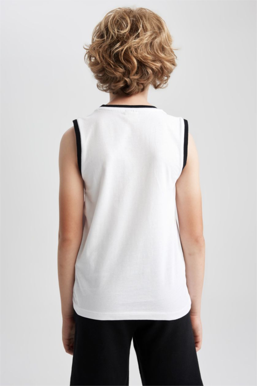 GARÇONS Blanc Débardeur Coupe Régulière Col Ras Du Cou pour Garçon