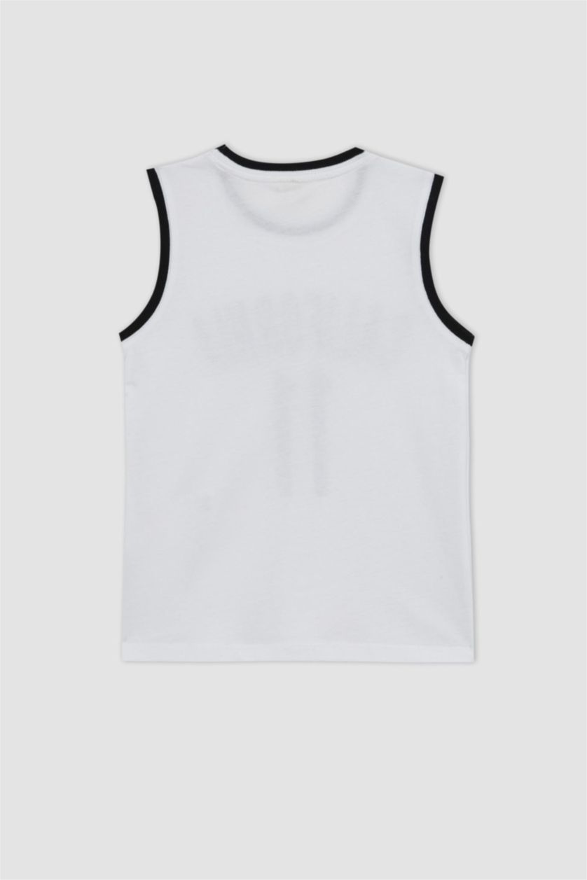 GARÇONS Blanc Débardeur Coupe Régulière Col Ras Du Cou pour Garçon