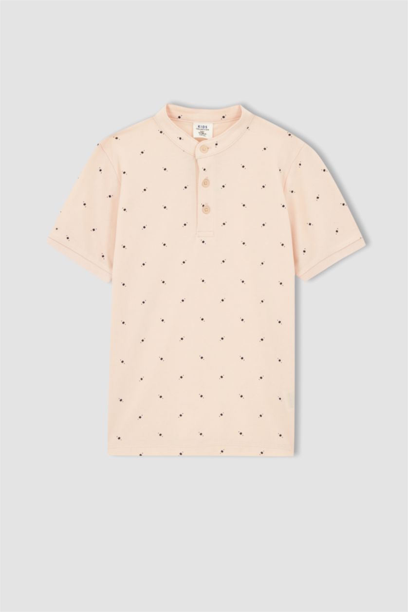 BOYS & TEENS Light Salmon Boy Regular Fit Short Sleeve Printed T-Shirt