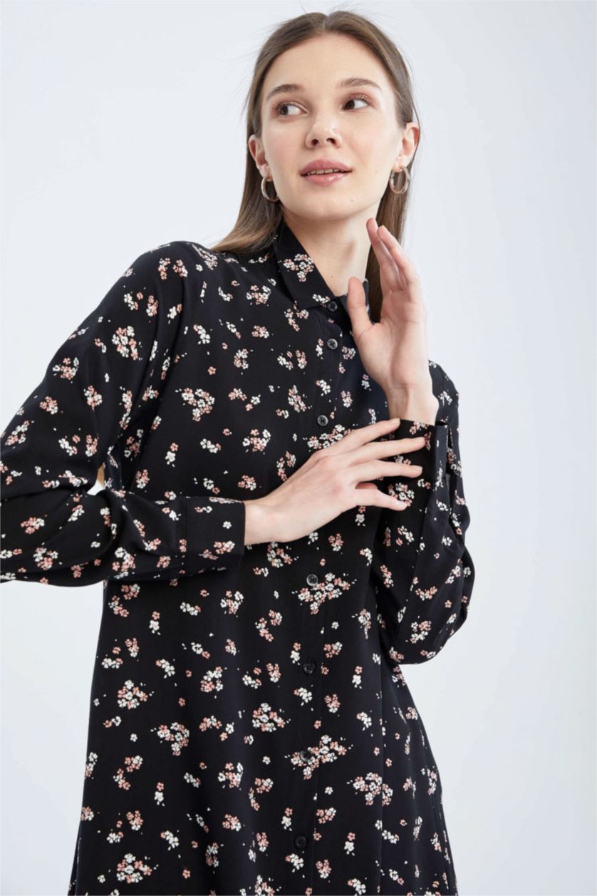 FEMME Noir Tunique À Manches Longues Coupe décontractée Imprimé