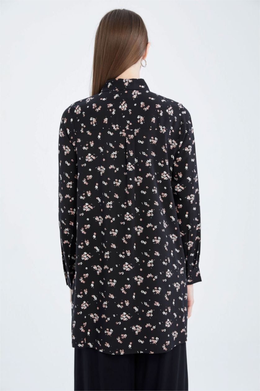 FEMME Noir Tunique À Manches Longues Coupe décontractée Imprimé