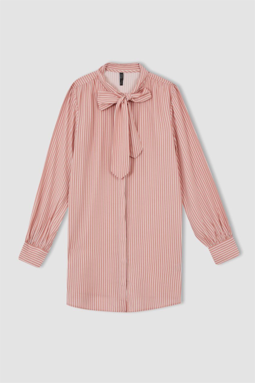 WOMAN Light Pink Regular Fit Printed Long Sleeve Tunic