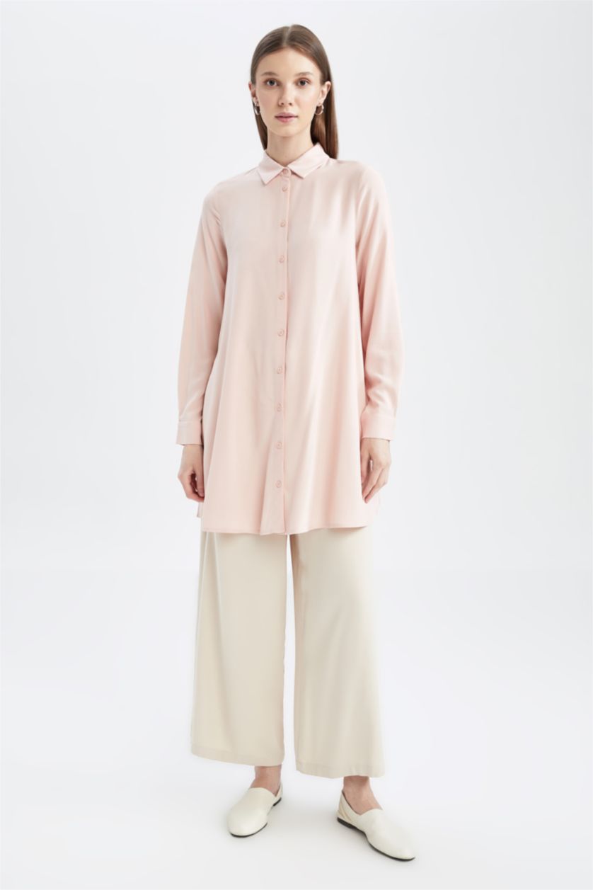 FEMME Orange Tunique À Manches Longues Coupe Régulière