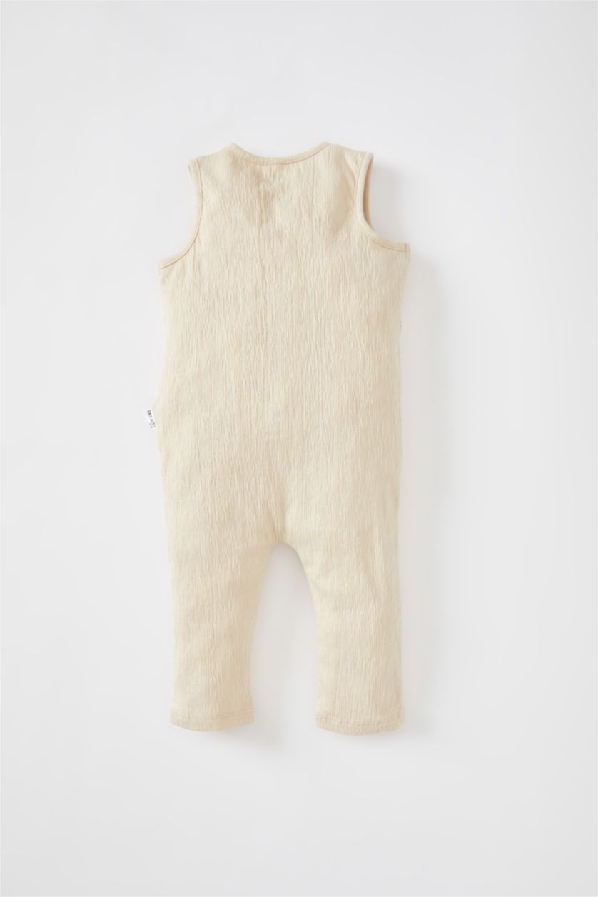 Erkek Bebek Bej Erkek Bebek Yenidoğan Kolsuz Müslin Tulum