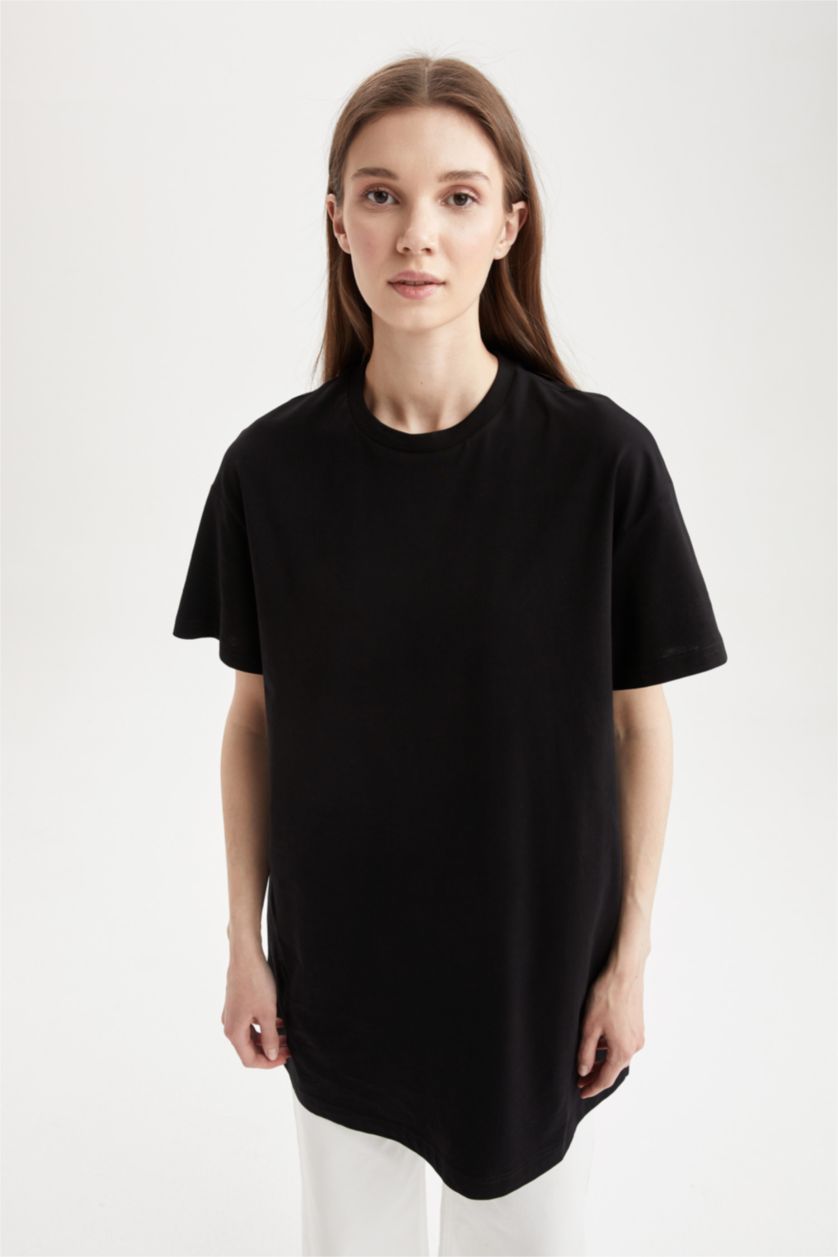 نساء أسود Regular Fit Short Sleeve Tunic