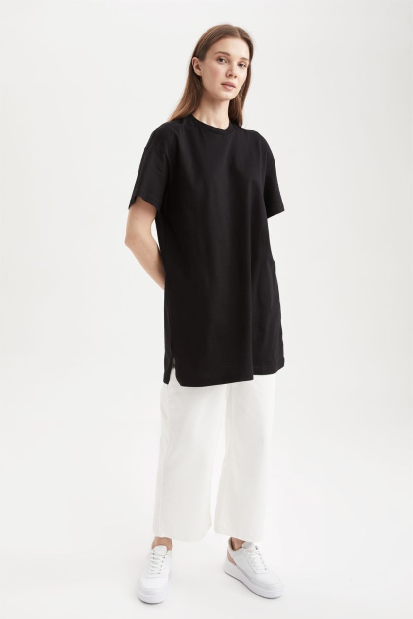 نساء أسود Regular Fit Short Sleeve Tunic