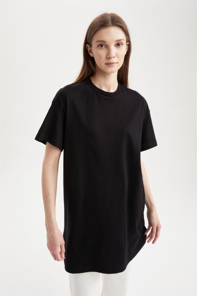 نساء أسود Regular Fit Short Sleeve Tunic