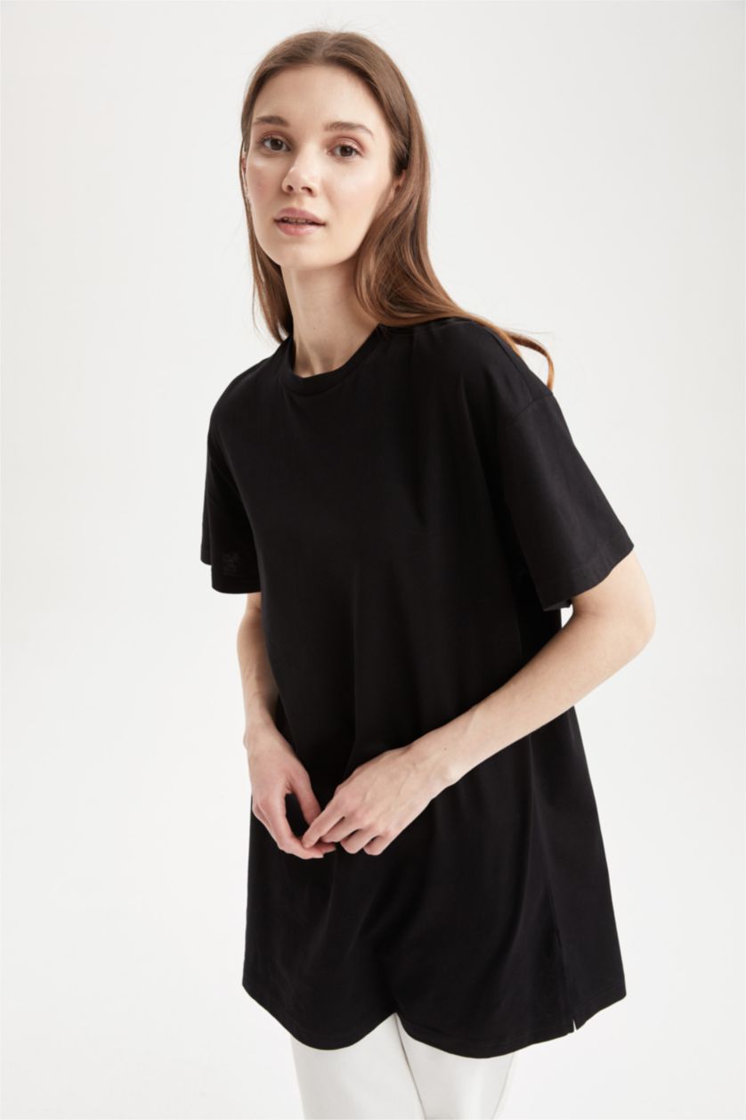 نساء أسود Regular Fit Short Sleeve Tunic