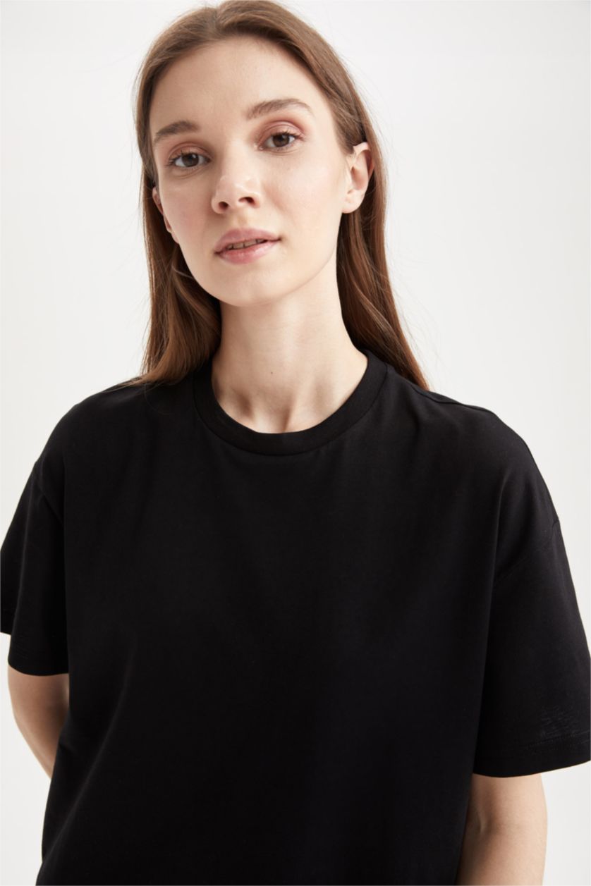 نساء أسود Regular Fit Short Sleeve Tunic
