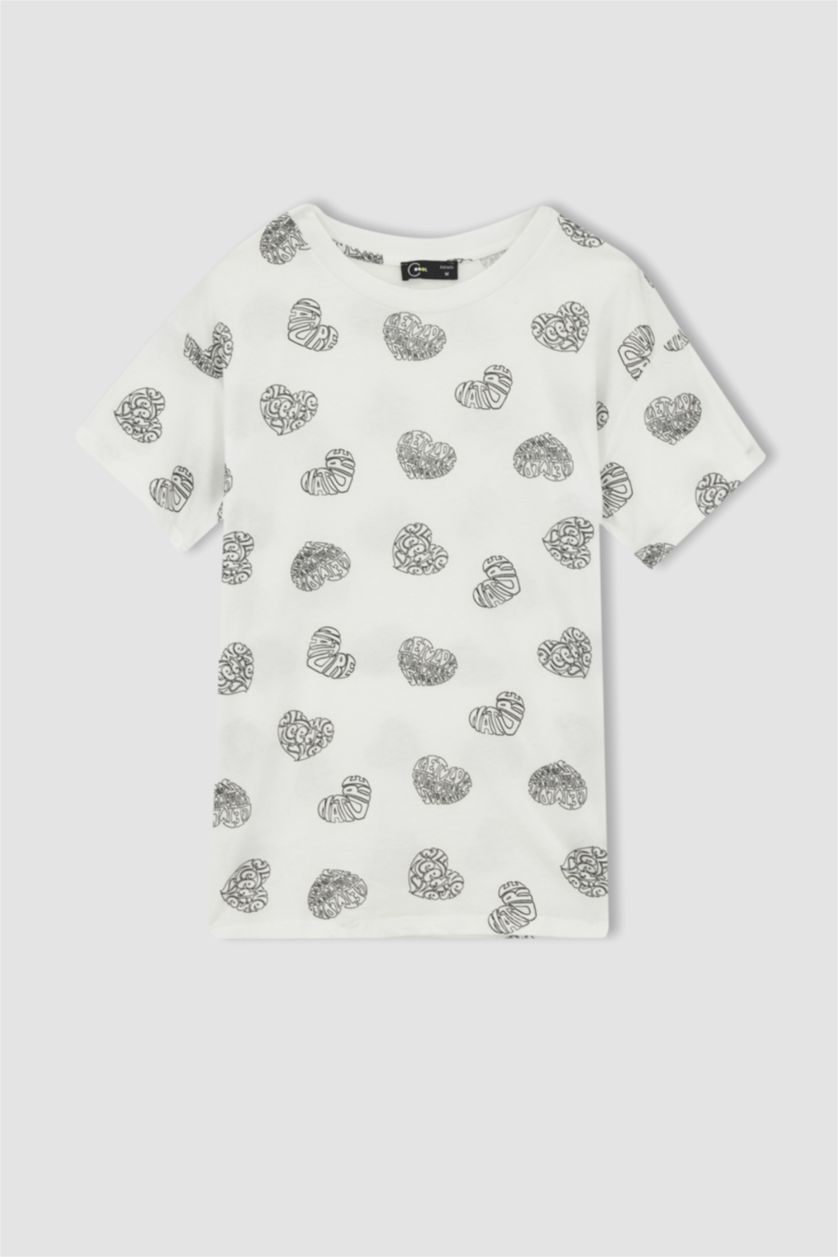 FEMME Blanc T-shirt à manches courtes et imprimé à slogan et col rond coupe slim